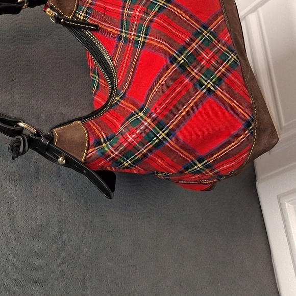 Dooney & Bourke Tartan Erica Women's Shoulder Bag Large - Red (BTART1479RDBL) - Picture 4 of 17